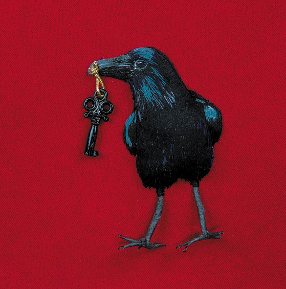 Raven with key Raven with key