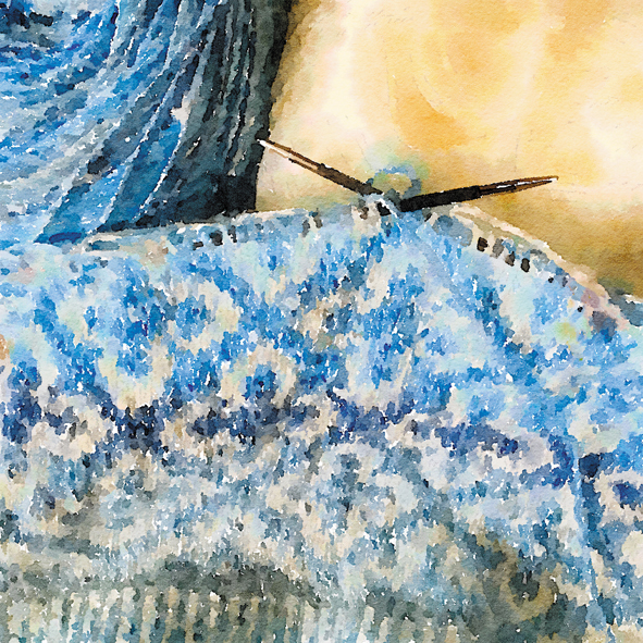 Blue and cream knitting Blue and cream knitting