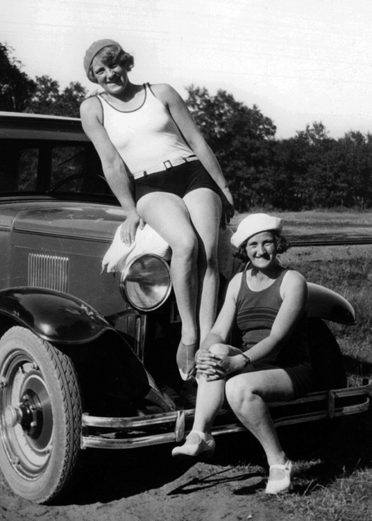 Two women on car Two women on car