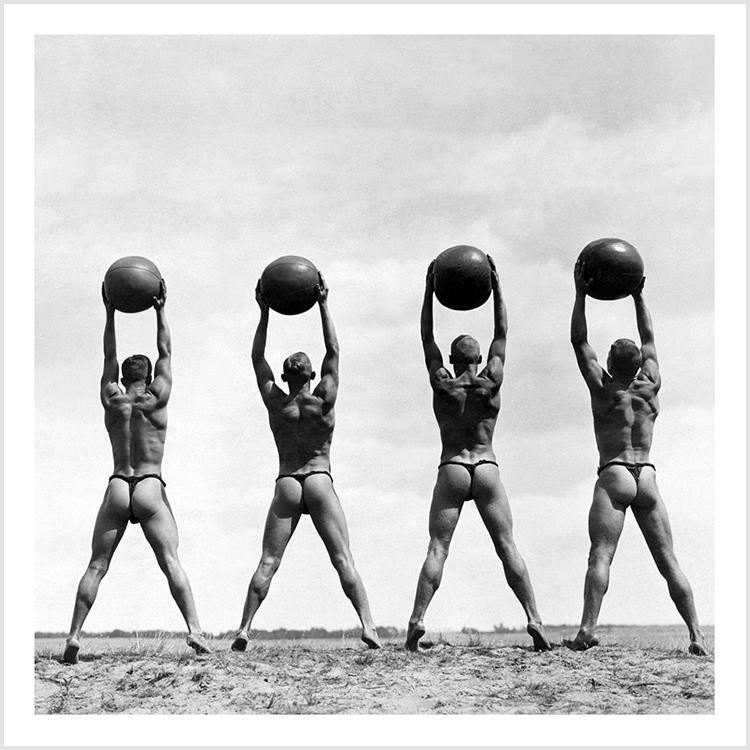 Line of men exercising (square) Line of men exercising (square)