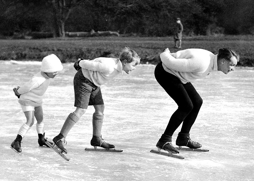 Mr Redburn skating with sons Mr Redburn skating with sons