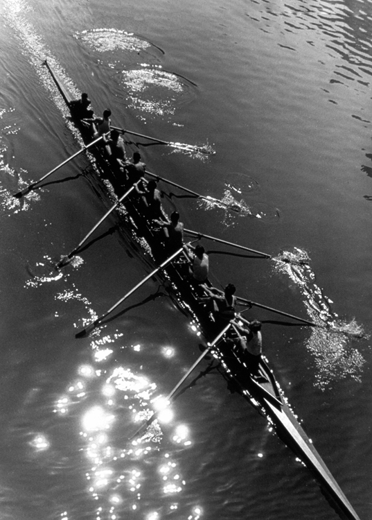 Rowing eight from above Rowing eight from above