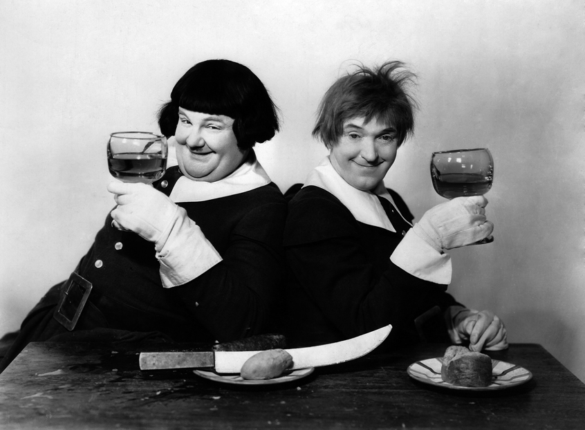 Laurel and Hardy raising a glass Laurel and Hardy raising a glass