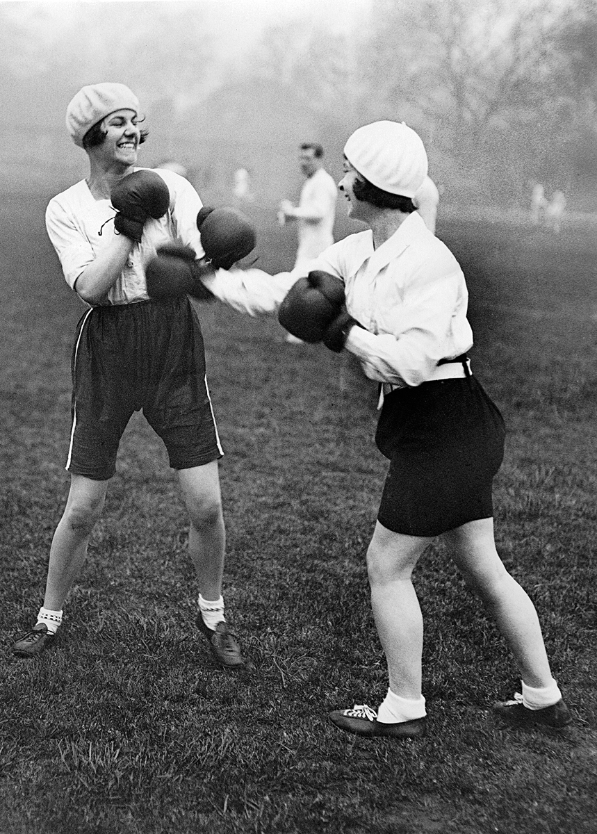 Two girls boxing Two girls boxing
