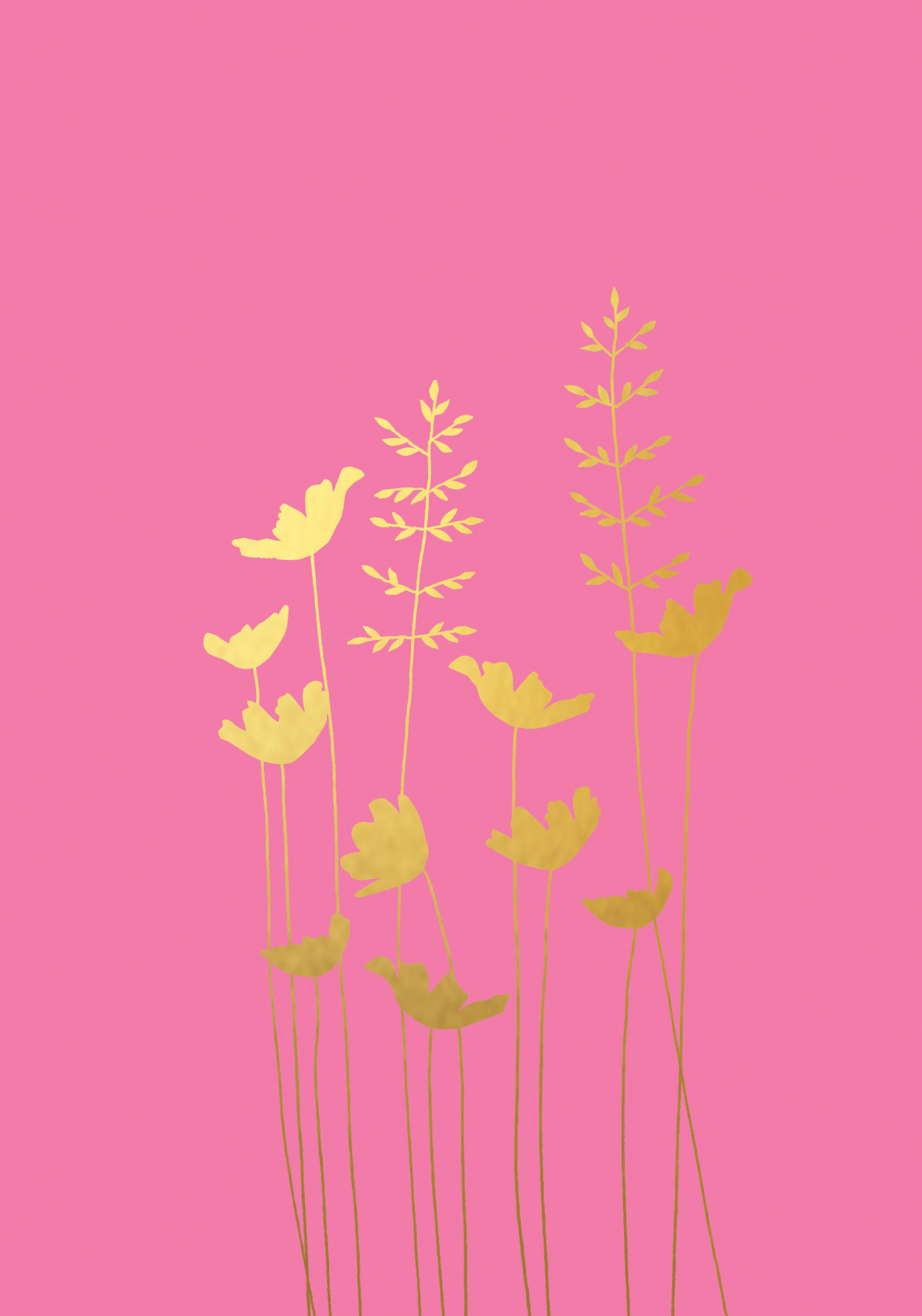 Anemone & Grass Gold Greeting Card Anemone & Grass Gold Greeting Card