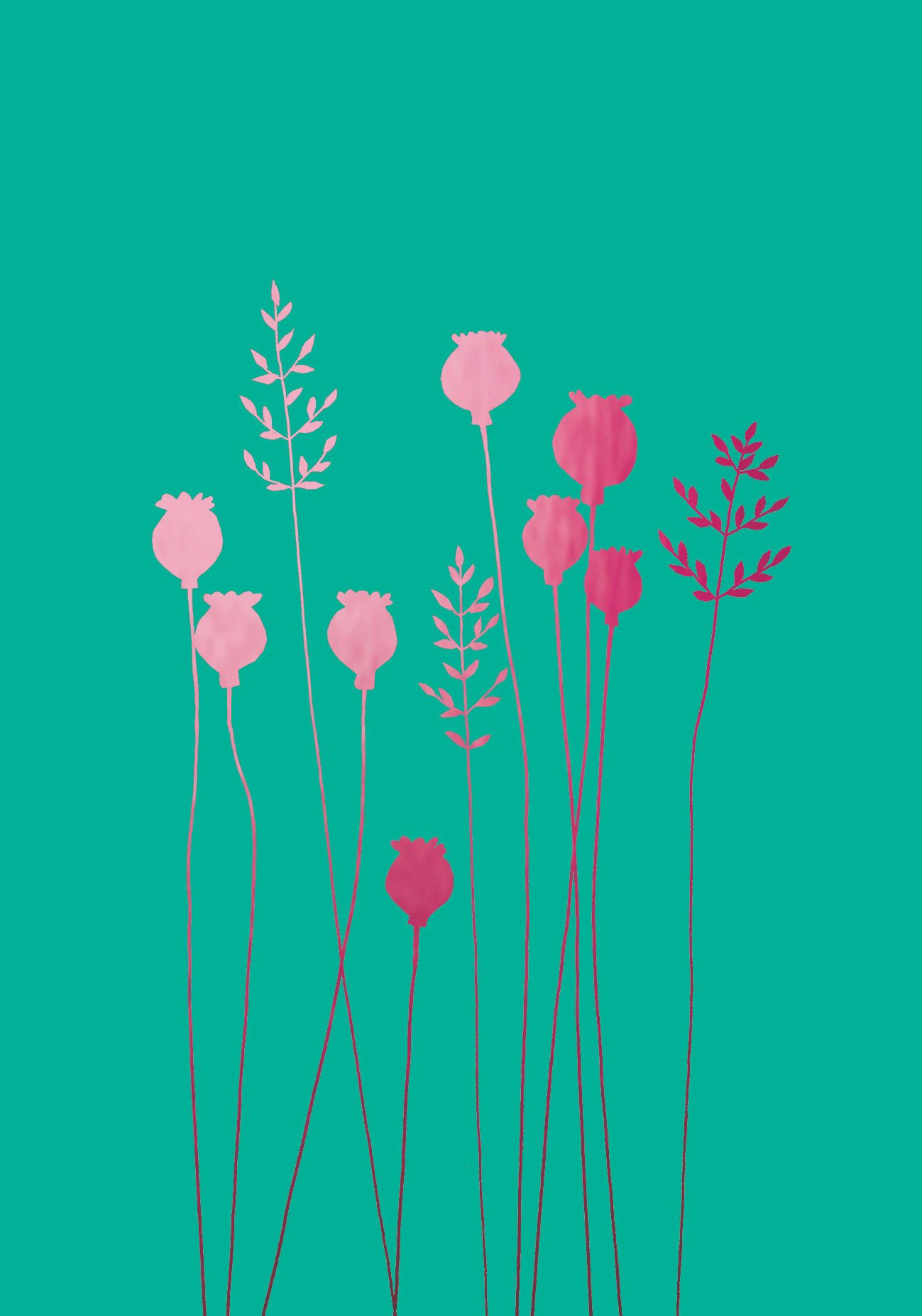 Poppyhead Blank Pink Greeting Card Poppyhead Blank Pink Greeting Card