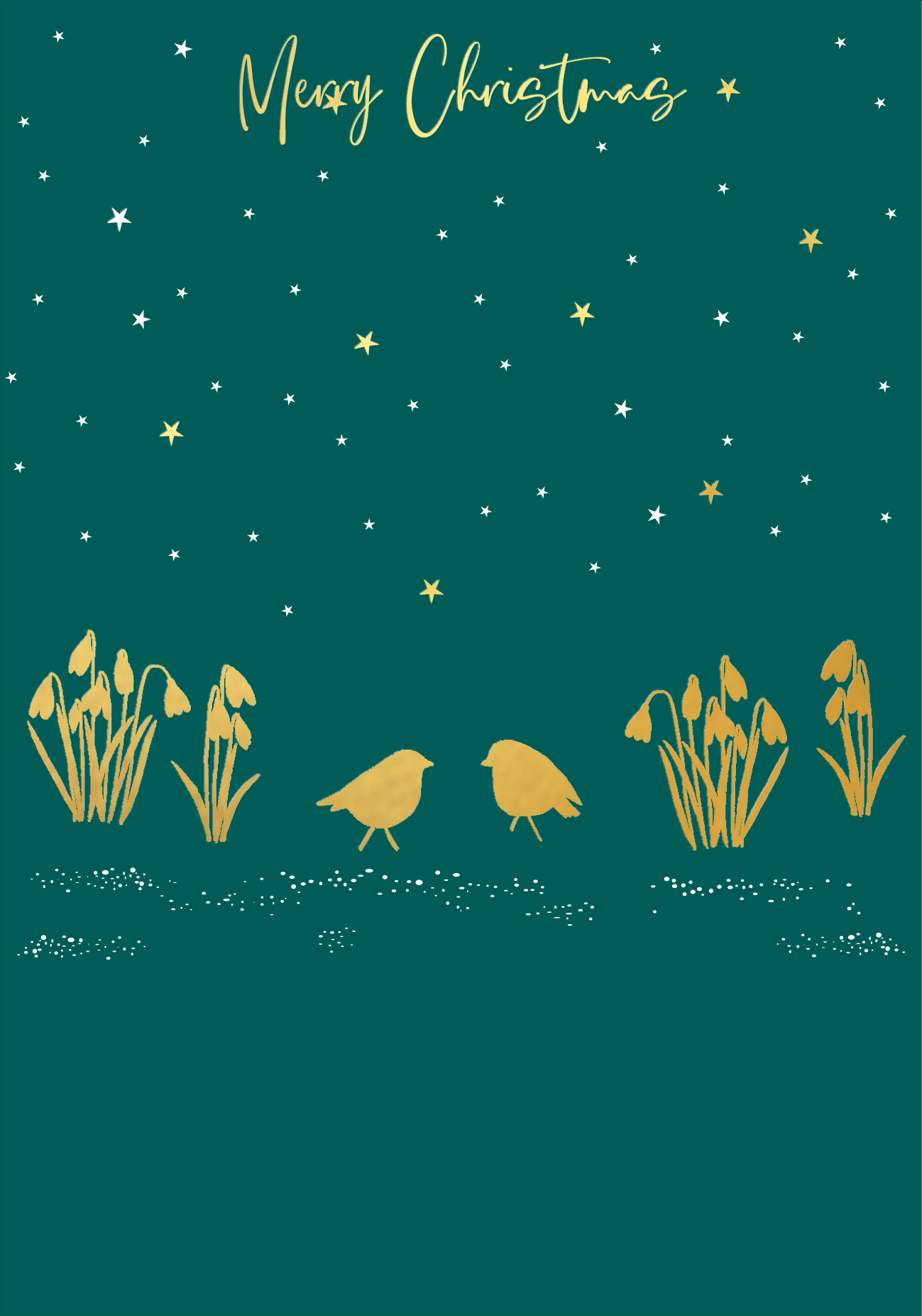 Robins & Snowdrops Gold Foiled Christmas Card Robins & Snowdrops Gold Foiled Christmas Card