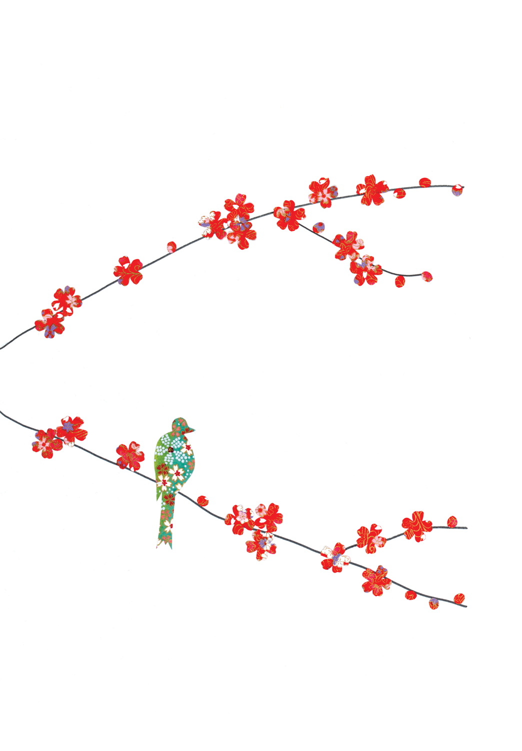 Blossom & One Bird Greeting Card Blossom & One Bird Greeting Card