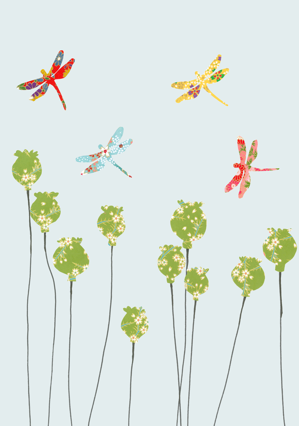 Dragonflies & Poppyheads Greeting Card Dragonflies & Poppyheads Greeting Card