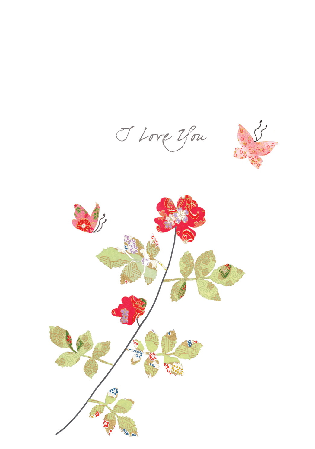 Rose & Butterflies Love Greeting Card Rose & Butterflies Love Greeting Card